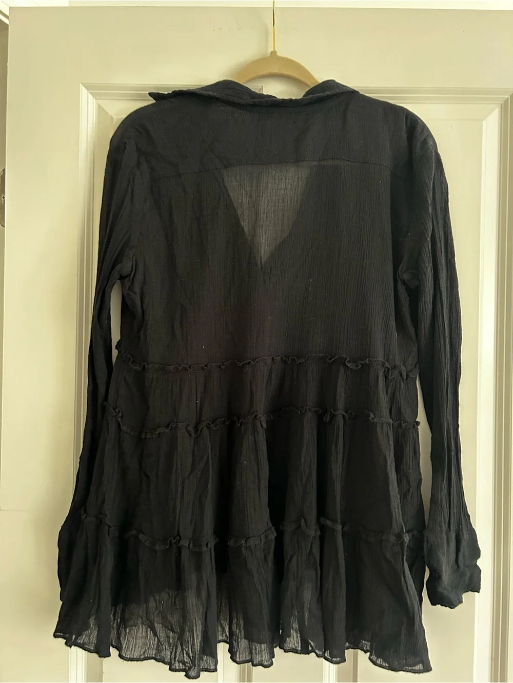 Denim & Supply Ralph Lauren Black Tiered Pintuck Button-Up Tunic - Picture 5 of 5